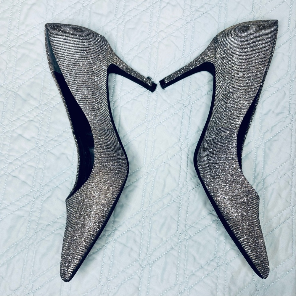 Alfaro Heels Women’s Size 8.5| Metallic Heels Size 8.5| Silver Alfani Pumps